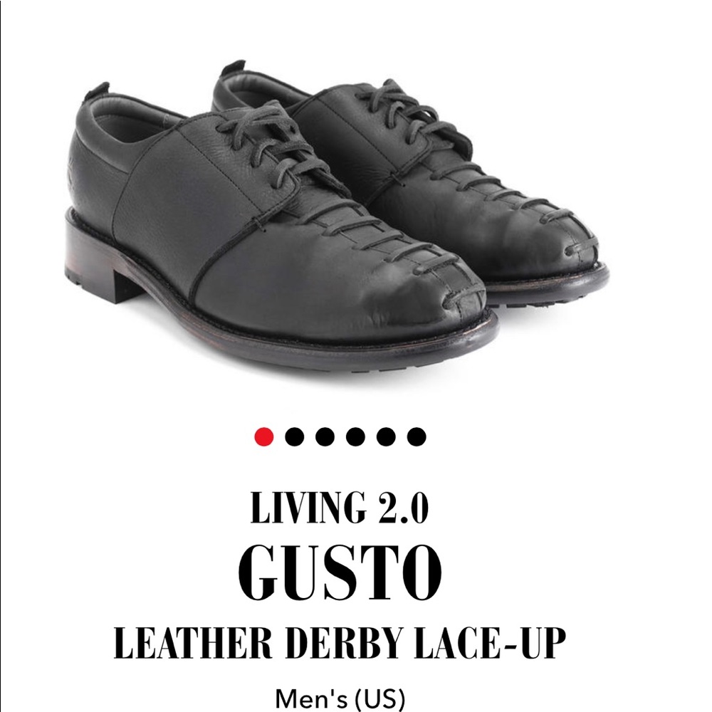 John Fluevog Living 2.0 Gusto: Leather Derby Lace Up. Men’s Size 9